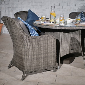 PARIS 4 Seater Round Imperial Dining Set - Grey by Royalcraft