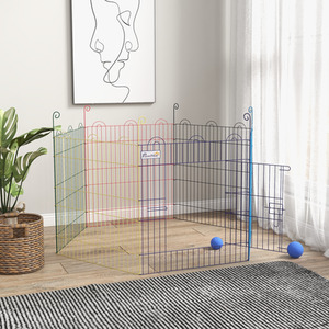 Pet Playpen Crate with Six Panels - Red / 120cm by PawHut