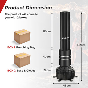 Freestanding Punching Bag Kickboxing Bag - Black by Costway