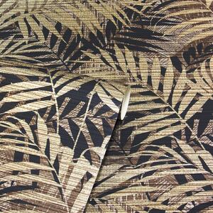 Textured Palm Wallpaper Metallic Effect Modern Floral - Gold by Arthouse