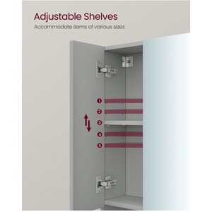 VASAGLE Bathroom Mirror Cabinet - Grey by VASAGLE