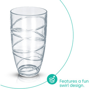 Set of 4 Swirl Plastic Tumbler - Clear by LIVIVO