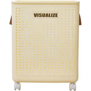 Foldable Laundry Basket with Wheels - Beige / 50cm / 31cm by Livingandhome