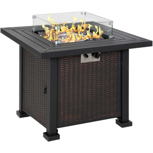 Outsunny Square Propane Gas Fire Pit Table, 50000 BTU - Black by Outsunny