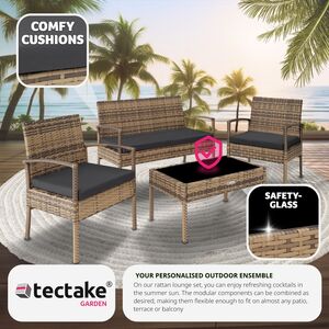 Sparta Rattan Garden Furniture Set - Nature by tectake