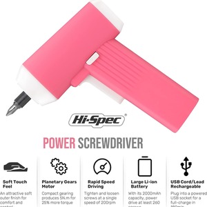 34 Piece 3.6V USB Cordless Electric Screwdriver Set and bits by Hi-Spec