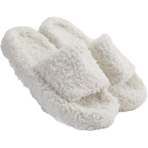 Soft Plush Open-Toe Cotton Slippers by Livingandhome