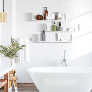 HOMCOM Set of 3 Wooden U Shaped Shelves - White by HOMCOM