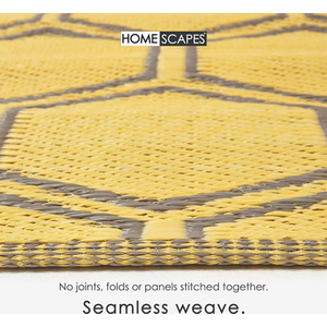 Homescapes Outdoor Rug Waterproof Reversible, 182 x 122 cm, Yellow Honeycomb - Yellow by Homescapes