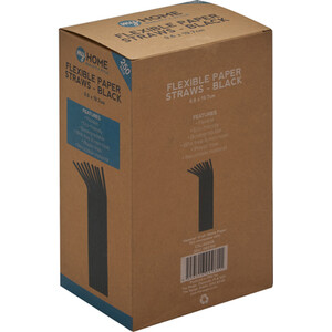 Pack of 250 Flexible Paper Straws - Black
