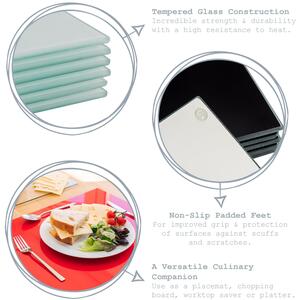 12pc Glass Rectangular Placemats and Square Coasters Set - Grey by Harbour Housewares