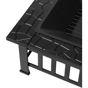 Large Glenview Black Square Log Fire Pit - Black by Tepro