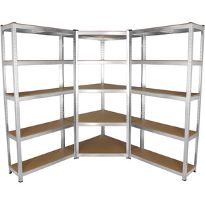 Galwix 90cm Racking Bundle Corner Shelving and 2 Garage Racking Bays - Silver by Monster Racking