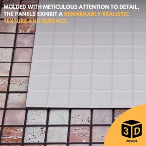 3D Wall Panels (96x48 cm) PVC Cladding Panel Mosaic Tiles Effect by NOVECRAFTO