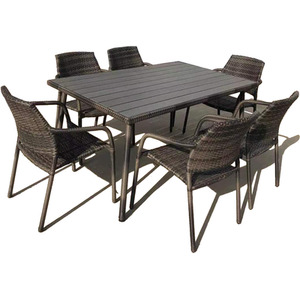 Rattan Patio Dining Stackable with Table Set by Furniture One
