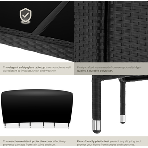 Rattan Garden Furniture Set 61 With Protective Cover - Black/Grey by tectake