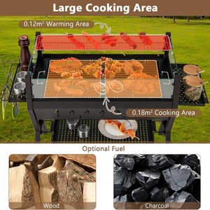 2 in 1 Outdoor Charcoal Fire Pit Grill - Black