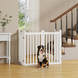 Yaheetech 4-Panel Foldable Wooden Dog Gate Pet Fence - White / 90.5cm by Yaheetech