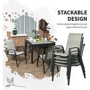 Outsunny Rattan Garden Chairs Set of 4, Stackable Outdoor Armchair by Outsunny