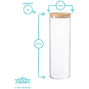 Scandi Glass Storage Jar with Wooden Lid - Clear / 2l / 6 by Argon Tableware