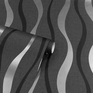 Ribbon Geo Wallpaper Geometric Pattern Modern - Black by Arthouse