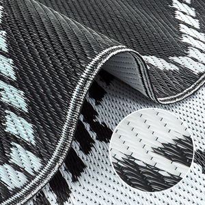 Patterned Outdoor Reversible Garden Rug - Black & White by Relsy