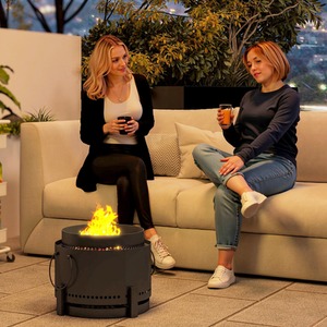 Outsunny Round Metal Smokeless Fire Pit by Outsunny