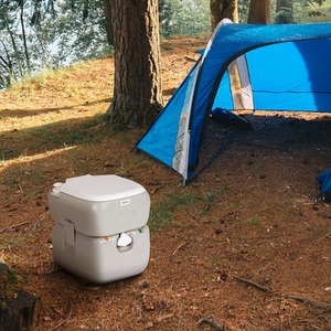 Outsunny Portable Toilet for Adults with Seat, Lid - Grey by Outsunny