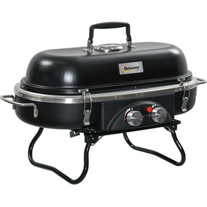 Outsunny Foldable Gas BBQ Grill 2 Burner - Black by Outsunny