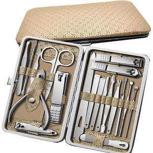 19 in 1 Set Stainless Steel Manicure Set - White by ATS