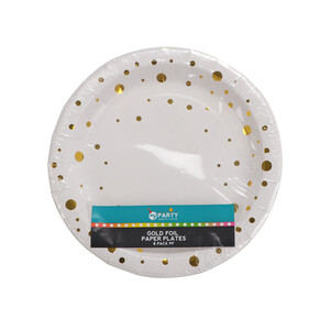 Pack of 8 Gold Foil Plates - Gold