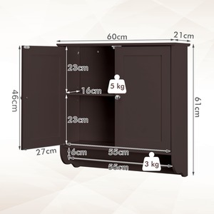 Bathroom Cabinet with Towel Bar - Brown by Costway