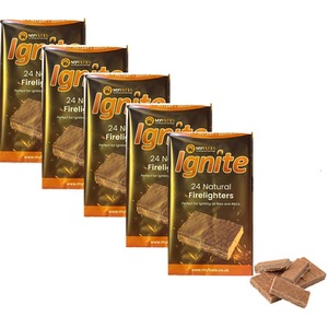 24 Natural Firelighters - Brown / 775g by MyFuels