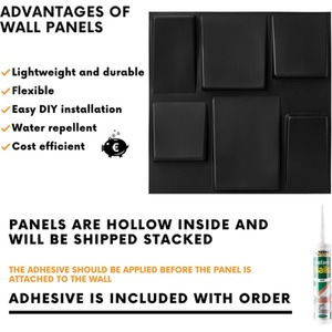 3D Wall Panels with Adhesive Included, Geometric Squares Design by NOVECRAFTO