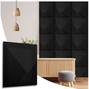 3D Wall Panels (50x50 cm) PVC Cladding Panel in Chevron Line Design by NOVECRAFTO