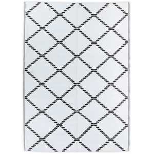 Patterned Outdoor Reversible Garden Rug - Black & White by Relsy