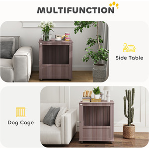 PawHut side Table with Bulit in Dog Crate - Purple / 60cm / 70cm by PawHut