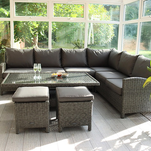 PARIS 7pc Deluxe Modular Corner Dining Set - Grey by Royalcraft