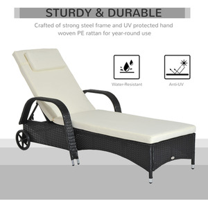 Outsunny Adjustable Rattan Sun Lounger - Brown by Outsunny