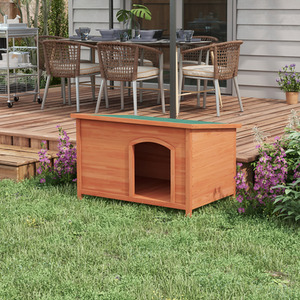 Wooden Dog Kennel, Outdoor Pet House with Removable Floor - Orange by PawHut