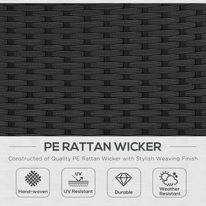 Outsunny Garden Daybed with Cushioned Round Sofa Bed - Black by Outsunny