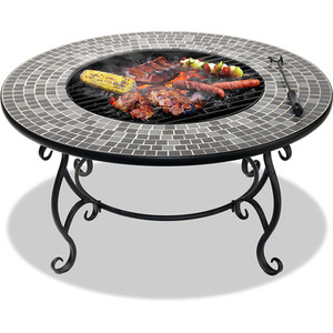 GINESSA Fire Pit Table BBQ Ice Bucket - Grey