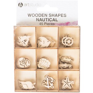 Pack of 45 Wooden Shapes Nautical by Art Studio
