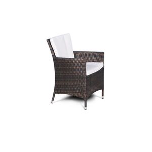 Savannah Fire Pit Round Rattan Patio Dining Set - Brown / 8 by Giardino