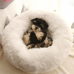70cm Round Plush Pet Bed - White by Livingandhome