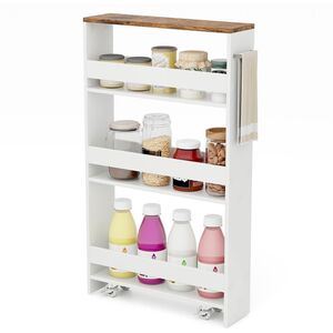 Kitchen Slim Storage Trolley - Coffee by Costway