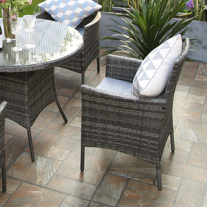Deluxe Rattan 4 Seater Bistro Set with Round Table - Grey by RayGar