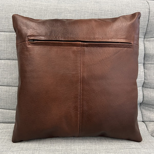 Check Leather Sofa Cushion Covers - Brown by Charlie London