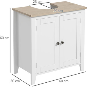 HOMCOM Bathroom Pedestal Under Sink Cabinet with 2 Door Space Saver - White, Wood Grain by HOMCOM