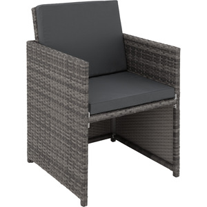 New York Rattan Garden Furniture Set with Protective Cover - Grey by tectake